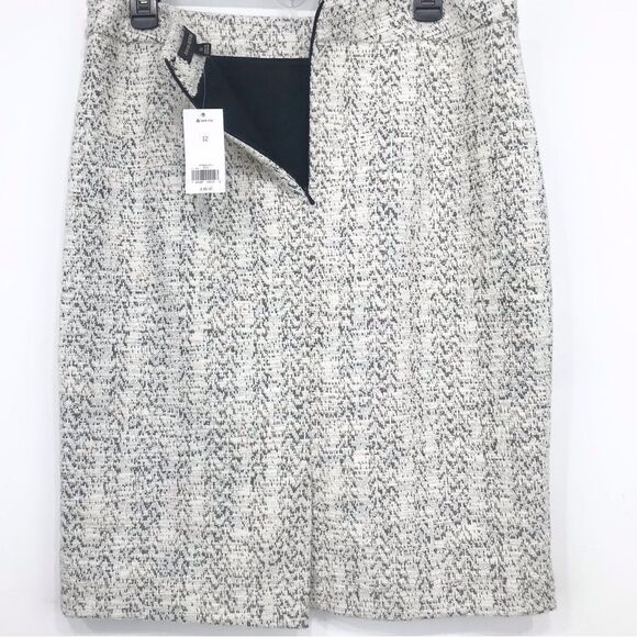 Banana Republic White Black Cotton Blend Boucle Knit Pencil Skirt NEW - Picture 9 of 15